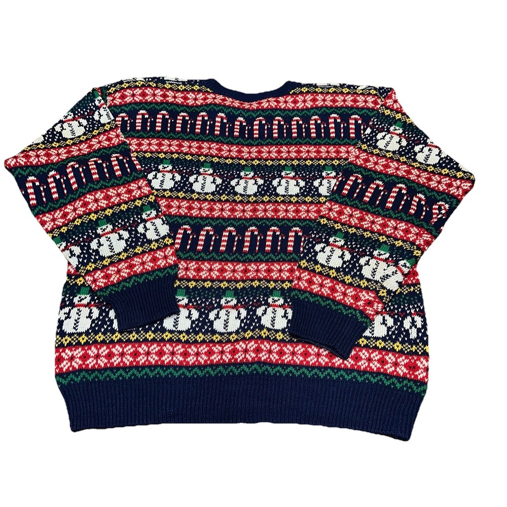 Vintage 90's Northern Isles Christmas Sweater Candy Canes Snowman Women's M - Picture 3 of 9